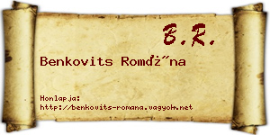 Benkovits Romána névjegykártya
